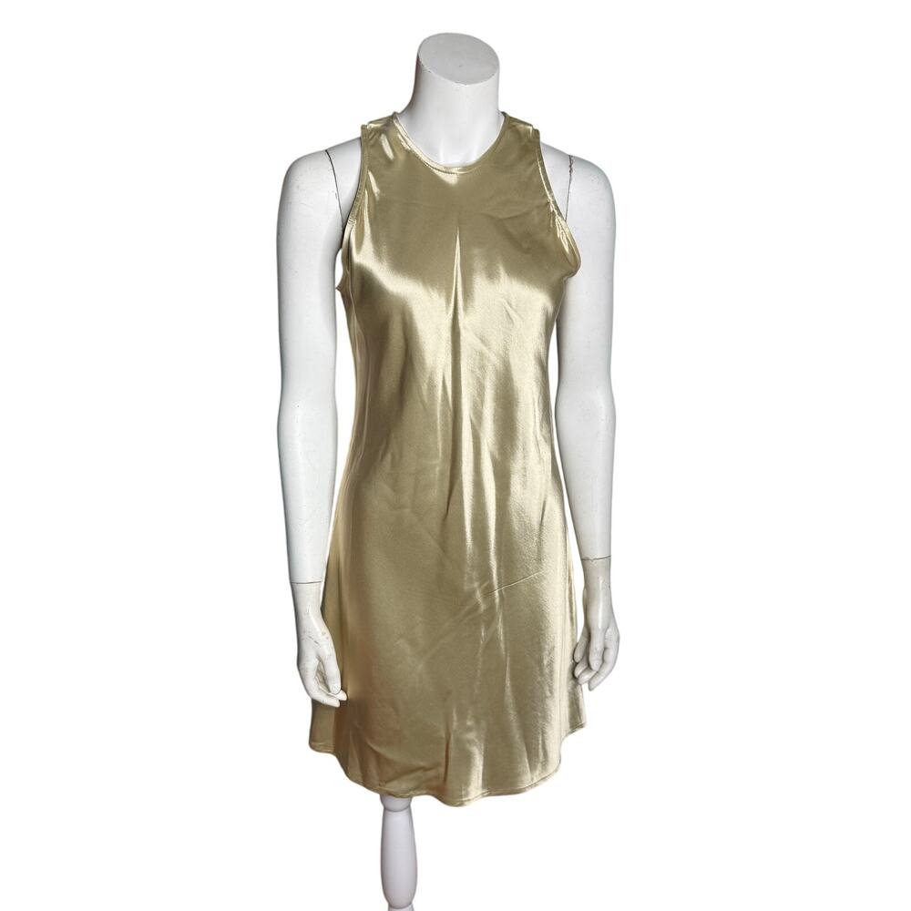 Vintage 90s Satin Dress Juniors 11/12 Champagne Gold Satin by All That Jazz